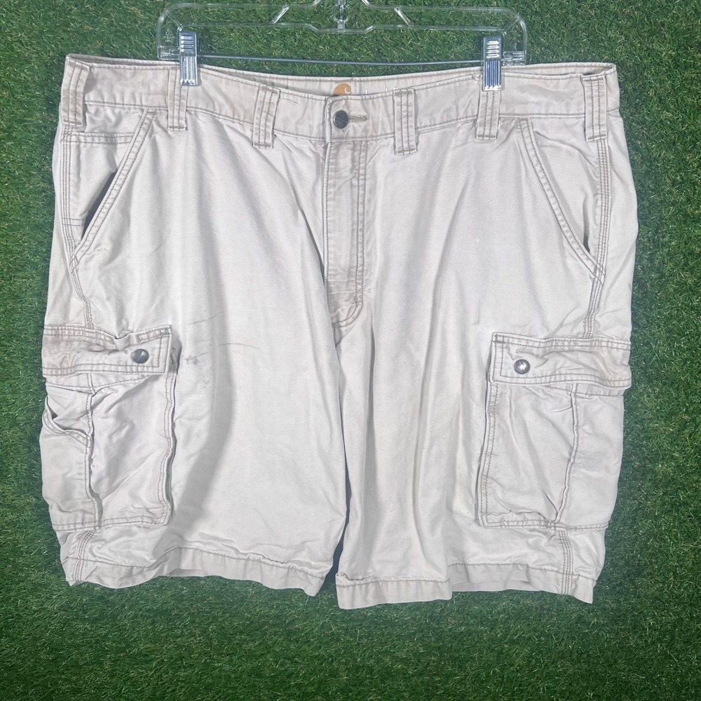 Carhartt Mens Relaxed Fit Cargo Shorts Tan Cotton Canvas‎ Size 44 Workwear